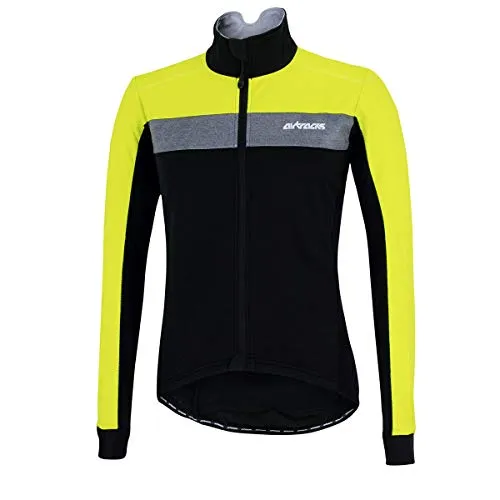 Airtracks Herren Thermo Fahrradjacke Pro Team - Schwarz Neon M - Funktionsjacke für Herren, ideal für kalte Tage. Ergonomisch geschnitten, wind- und wasserdicht mit hohem Tragekomfort und Atmungsaktivität. Reflektierende Parts sorgen für Sichtbarkeit bei Dunkelheit.