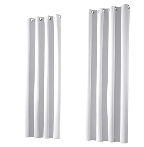 heimtexland ® Thermo- Verdunkelungsgardine Ösenschal Vorhang Verdunkelnd Isolierend Blickdicht Verdunklungsvorhang HxB 245x135 Grau Weiß Typ139