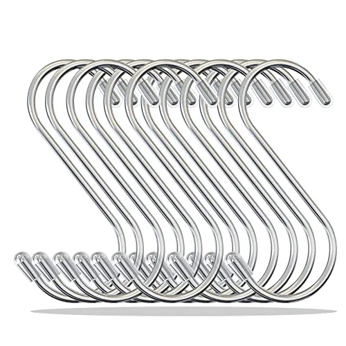 HRBKLTD S Haken 20 Stück, 11 cm – Stabiler & Rostfreier Edelstahl – Schwerlast Fleischerhaken mit einer Tragkraft von bis zu 25 KG - Geeignet für Küche, Garten, Schlafzimmer und Büro