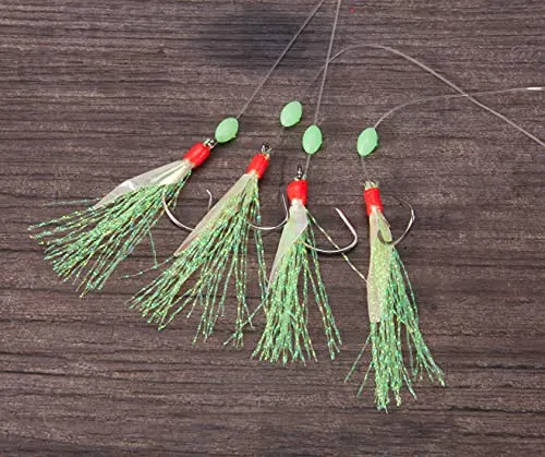 Aquantic Unisex – Erwachsene 10C4039507222260C10 Hering Circle Hook Fischhaut Vorfach II, Schnur 0,50mm, Hakengröße 8, 6 oder 4, Farbe (Größe 4-Chartreuse), Bunt, Normal