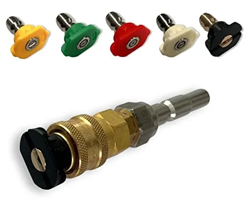 M&M Smartek Stecknippel Schnellkupplung D10 für Kränzle Family Pistolen light line + 5 Hochdruck Edelstahl Schnellverbindungs Düsenspitzen