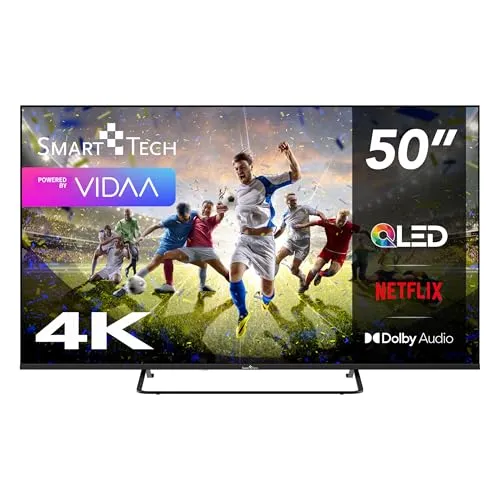 Smart Tech 50QV02K QLED Fernseher 50 Zoll – 4K UHD Smart TV mit VIDAA