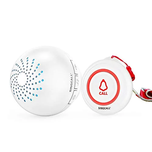 SINGCALL Drahtloses Übertragungssystem Notrufknopf Für Senioren, Ruf Hilfe 1 SOS Ruf Piepser 1 Empfänger, Krankenschwester-Hilfesystem Rufen, 500+ft Reichweite