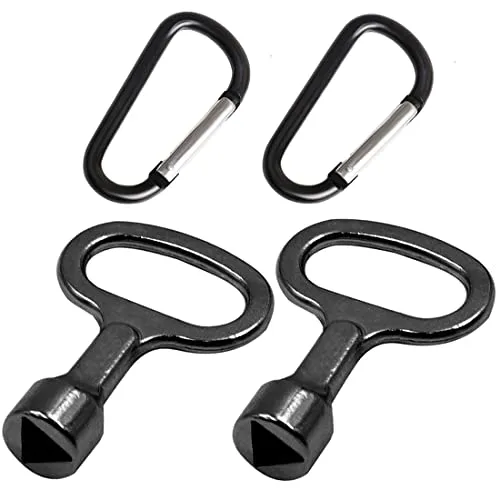 Zeayebsr 2 Stück Dreikantschlüssel Universal Dreieckschlüssel 9 mm 3-Kant Schlüssel Dreikant Dornschlüssel mit D Karabinerhaken für Heizkörper Mülltonne Aufzug Poller Absperrpfosten Feuerwehr Schrank