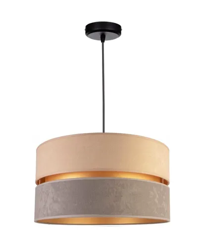 FKL DESIGN Home Deco Pendelleuchte Esstisch – Elegante Hängeleuchte in Creme-Grau - Hängeleuchten & Pendelleuchten: Hochwertige Kombination aus Kunststoff und Velours für ein stilvolles Ambiente in Wohnzimmer, Küche und Esszimmer.