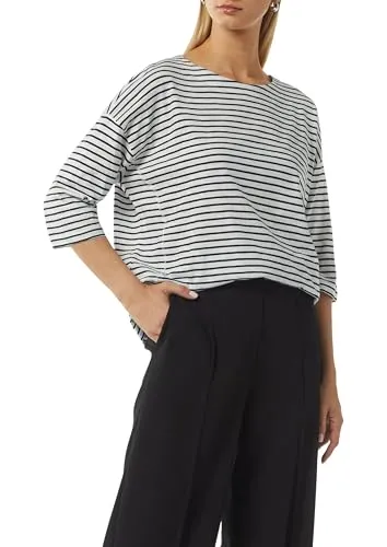 comma 3/4-Arm-Shirt - Ringel-Shirt in Blau - Shirts, lässiges Ringel-Shirt mit 3/4-Ärmeln aus 100% Baumwolle für hohen Tragekomfort und entspannte Passform.