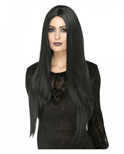 Smiffys Mondäne Langhaarperücke für Fasching & Karneval - Elegante Langhaarperücke in Schwarz (80 cm) für Fasching & Karneval. Hitzebeständig bis 120°C, ideal zum Stylen. Perfekt für beeindruckende Auftritte und eine realistische Optik.