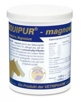 Vetripharm Equipur magnovit 1 kg Dose - Pferdeergänzungsfutter - Reitsport - Unterstützt die Nervenstärke und fördert die Ausgeglichenheit Ihres Pferdes.