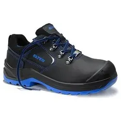 Damen-Sicherheitshalbschuh LENA black-blue Low ESD S3 - Arbeits- & Schutzkleidung, robuster Rindleder-Schutzschuh mit atmungsaktivem Textilfutter und ganzflächiger ESD-Einlegesohle für optimalen Komfort und Sicherheit.