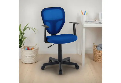 IDIMEX Drehstuhl STUDIO, Schreibtischstuhl Kinder höhenverstellbar mit Armlehnen Blau