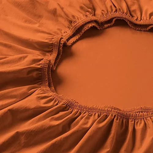 ESTELLA Topper-Spannbetttuch | Terracotta - Hochwertiges Spannbetttuch aus 97% Baumwolle, 3% Elastan, trocknerfest und bügelfrei. Ideal für Topperhöhen von 7-10 cm, sorgt für perfekten Sitz und höchsten Schlafkomfort.