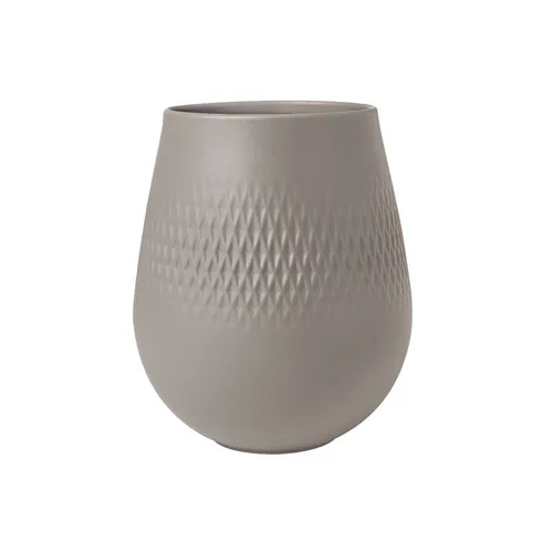 Villeroy & Boch Manufacture Collier Taupe - Kleine Vase Carré, 15 cm - Vasen aus hochwertigem Premium Porzellan in mattem Taupe, ideal für Blumensträuße und Deko-Akzente. Robust und spülmaschinenfest, ein echter Blickfang für jedes Zuhause.
