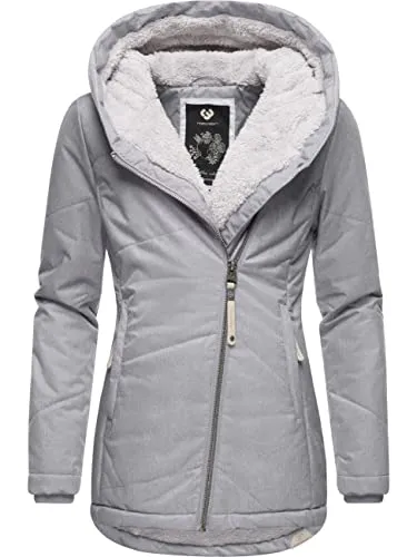 Ragwear Damen Winterjacke Gordon Intl Ash Grey - Wasserdicht und Vegan - Funktionsjacke mit 4.000 mm Wassersäule, kuscheligem Teddyfellfutter und sportlichem Design von Ragwear. Ideal für kalte Tage und vielseitig kombinierbar.