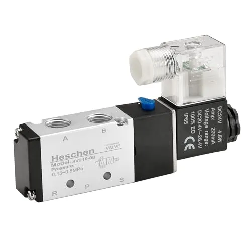 Heschen Elektro-Pneumatische Magnetventil, 4V210-08, 24VDC 4.8W, PT1/4'', 5 Way 2 Position, CE