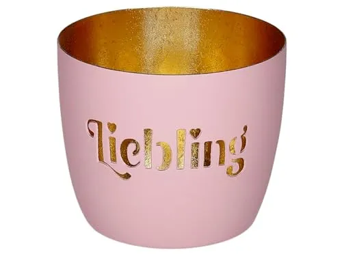 Giftcompany Madras Windlicht M Liebling rosa/Gold 8,5cm in pink von GIFTCOMPANY