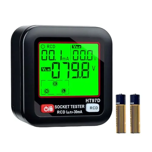 Wigearss Steckdosentester RCD FI mit LCD-Display – 6 Fehlerdiagnosen