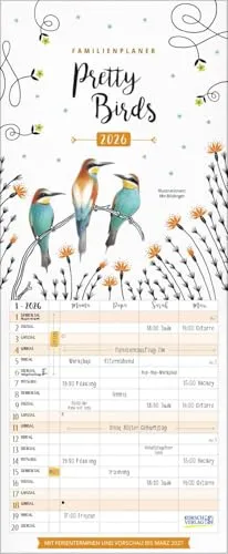 Familienplaner Pretty Birds 2026: Familientimer von Korsch Verlag