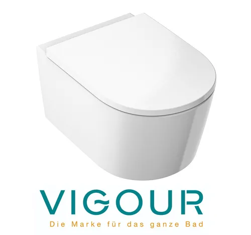 VIGOUR WHITE Wand WC PowerFlush spülrandlos mit SoftClose TakeOff WC-Sitz