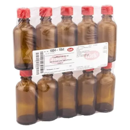 TROPFFLASCHE 50 ml braun m.Einsatz+Verschluss 10 St