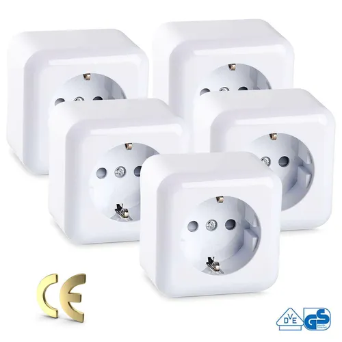 Steckdose 5x Wandsteckdose Schuko für Innenbereich 250 V TÜV/GS/VDE/CE HEITECH