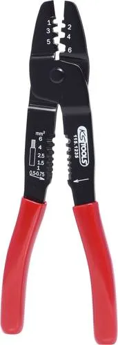 KS Tools Crimp-Zange einfach - Kabelschuhzange für nicht isolierte Kontakte, ideal zum Abisolieren und Crimpen von Drähten bis 6,0 mm², mit tauchisoliertem Griff für sicheren Halt.