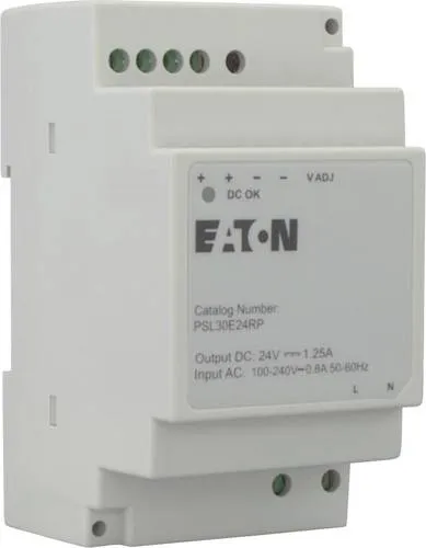 Eaton Netzgerät einphasig PSL30E24RP - Einphasiges Schaltnetzteil mit 24 V DC und 1,25 A Ausgangsstrom, ideal für zuverlässige Stromversorgung in anspruchsvollen Umgebungen.