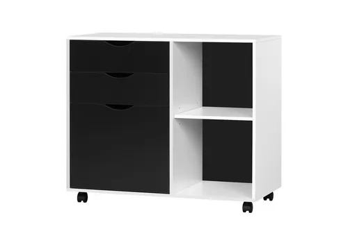 Woltu Rollcontainer, Aktenschrank mit 3 Schubladen, 5 Rollen, Büroschrank