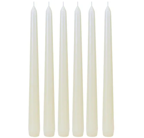 Dekohelden24 Formkerze Spitzkerzen, Stabkerzen, Tafelkerzen, Tischkerzen, Leuchterkerzen, im 6er Set in Weiß, Lieferumfang 6 Stück, Größe: H/Ø ca. 25 x 2 cm.