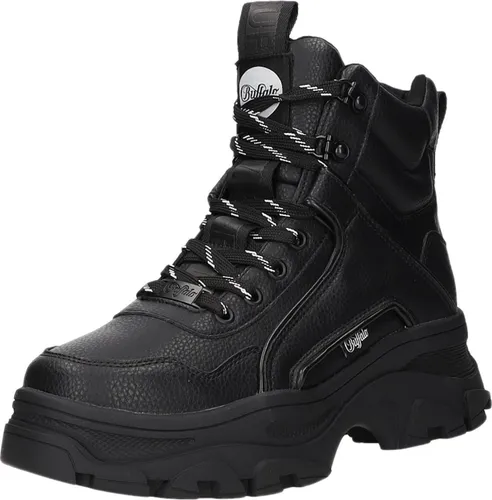 Buffalo Venom Mid Schnürstiefelette - Kunstleder Schwarz - Größe 38 - Modische Schnürstiefelette aus hochwertigem Kunstleder mit herausnehmbarem Fußbett für optimalen Tragekomfort. Ideal für Freizeit und urbanen Style.