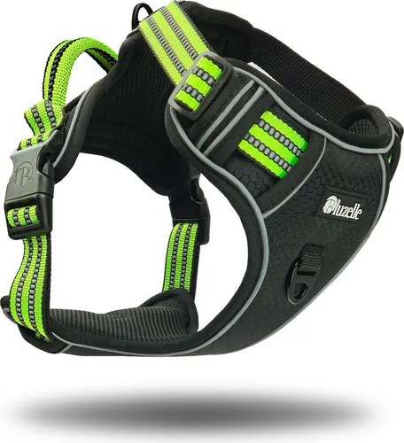 BLUZELLE Hundegeschirr für Mittlere Hunde – Reflektierendes Anti-Zug Geschirr mit Griff und Tasche - Das BLUZELLE Hundegeschirr für mittelgroße Hunde bietet ein innovatives Anti-Zug Design für entspannte Spaziergänge. Reflektierende Gurte sorgen für Sicherheit bei Dunkelheit, während die praktische Tasche für GPS Tracker nützlichen Stauraum bietet.