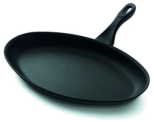 Kelomat, 3532-349, Fischpfanne, Plus-Qualitäts-Antihaftbeschichtung, Schwarz, oval, Durchmesser 41 x 28 cm, schwarz, von außen Emaillebeschichtung