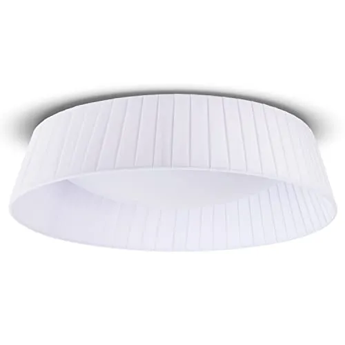 Paco Home Deckenlampe LED Lampe Esstisch Deko Wohnzimmer Modern Deckenleuchte Büro Rund Lampenschirm Stoff Fassung E27, Farbe:Weiß, Leuchtenform__Größe:Ø37cm