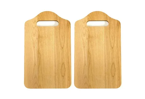 HAC24 Schneidebrett Servierbrett Küchenbrett Holz Schneide Brett Frühstücksbrett, Naturholz, (2-St), 25x15x1cm Hängbar