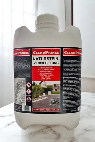 CleanPrince Naturstein-Versiegelung farblos CP400045 - Naturstein-Imprägnierung, schützt effektiv vor Schmutz und Feuchtigkeit, ideal für Gartenplatten und Terrassen, frostbeständig und UV-stabil