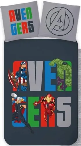 Marvel Avengers Wende-Bettwäsche-Set 135x200 & 80x80 in grau von BrandMac