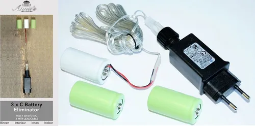 Batterie Netzteil Adapter 3x C Baby LR14 Batterien 4,5V Wandler 4m Kabel Netzteil