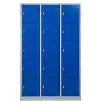 PROREGAL Schließfachschrank Falcon Large 190x119x45 cm - Der PROREGAL Schließfachschrank Falcon Large bietet 5 robuste Fächer aus pulverbeschichtetem Metall. Ideal für Umkleiden und Sozialräume, kommt er montiert und sofort einsatzbereit zu Ihnen.