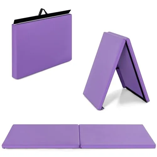 COSTWAY 180x60x5cm Weichbodenmatte - Klappbare Gymnastikmatte für Fitness und Yoga - Sportmatten für Gymnastik, Yoga und Fitness, dick gepolstert für Sicherheit und Komfort, leicht zu reinigen und platzsparend, ideal für Kinder und Erwachsene.