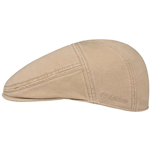 Stetson Paradise Cotton Schirmmütze Herren | Flatcap mit UV-Schutz 40+ | Herrenmütze aus Baumwolle | Flat Cap Größen S-XXL | Schiebermütze Sommer/Winter, beige, M (56-57 cm)