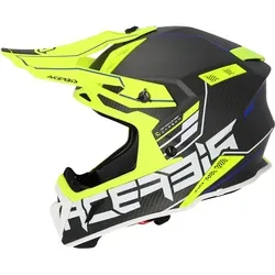 Acerbis Steel Carbon Motocrosshelm - Matt Schwarz/Neon-Gelb/Weiß - XS - Motorradhelm aus Kohlefaser mit hypoallergener Innenausstattung für optimalen Komfort und Stabilität, ECE 22.06 zertifiziert.