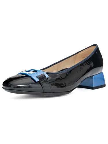 Ara Damen Pumps Graz - Elegante blaue Pumps - Festliche Pumps in Größe 38 aus hochwertigem Lackleder mit bequemem Blockabsatz und Lederinnensohle, ideal für besondere Anlässe.