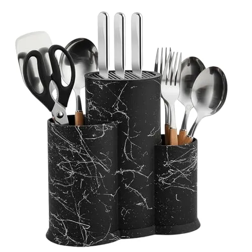 Messerblock ohne messer, Kunststoff Universal messerhalter schublade mit Messerschlitz Abtropflöchern für alle Küchenmesser, Multifunktional messerblock für Besteck Gabeln Löffel und Küchenutensilien