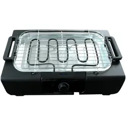 Kynast Elektrischer Tischgrill 2000W - Schwarzer E-Grill mit 37,5x28 cm Grillfläche, freistehend und tragbar – ideal für gemütliche Grillabende drinnen und draußen.