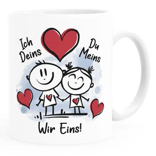 SpecialMe Tasse Kaffee-Tasse Liebe verliebte Strichmännchem Spruch Ich Deins Du Meins Herz Geschenk Valentinstag Jahrestag SpecialMe®, Keramik
