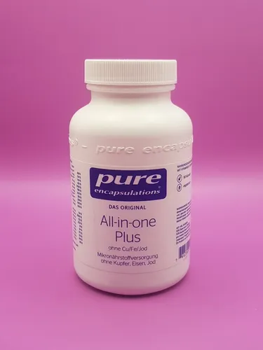 Pure Encapsulations All-in-one Plus ohne Cu/Fe/Jod - Nahrungsergänzungsmittel für erhöhte Vitalität und Wohlbefinden, ideal für sensible Menschen ohne Jod, unterstützt das Immunsystem und den Energiestoffwechsel.