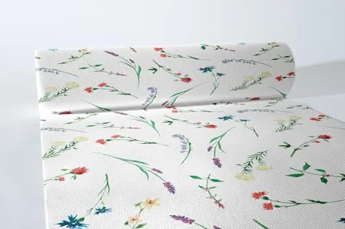 Mank Airlaid Tischläufer 40 cm x 24 m Tischdecken Rolle stoffähnlich praktische Einmal Tischdecke 1 Stück Kalina Läufer Blumen Floral Tisch Decke Frühling