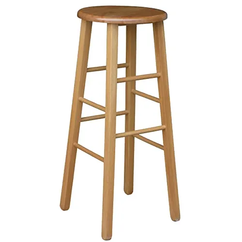 Holzhocker mit runder Sitzfläche 80 cm – Walnuss hell