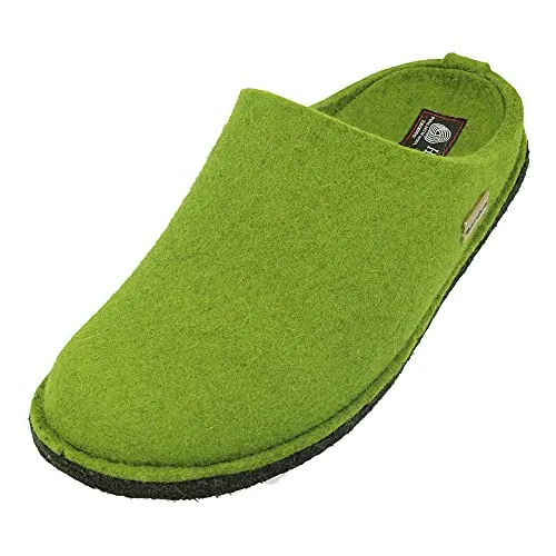Haflinger Flair Soft Damen Herren Hausschuh Pantoffel Wollfilz, Größe 37 EU, Grün - Bequeme Hausschuhe aus 100% Wollfilz mit anatomisch geformtem Fußbett und rutschfester Sohle für perfekten Halt. Ideal für entspannte Stunden zu Hause.