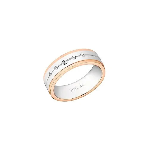 Amor Ring Edelstahl Damen Ringe mit Zirkonia, Bicolor von Amor
