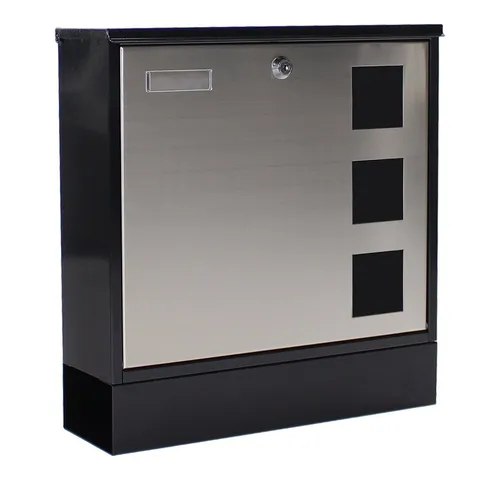 Profirst Wandbriefkasten Profirst Mail PM 230 Briefkasten Schwarz/Silber, Namensschild, Zeitungsbox, Sichtfenster